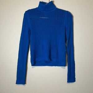 NWOT Bar III blue perforated sweater turtleneck